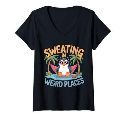 Damen Sweating In Weird Places Lustiger Peinlicher Erwachsenen-Humor T-Shirt mit V-Ausschnitt Damen Sweating In Weird Places Lustiger Peinlicher Erwachsenen-Humor T-Shirt mit V-Ausschnitt von Funny Embarrassing Inappropriate Designs