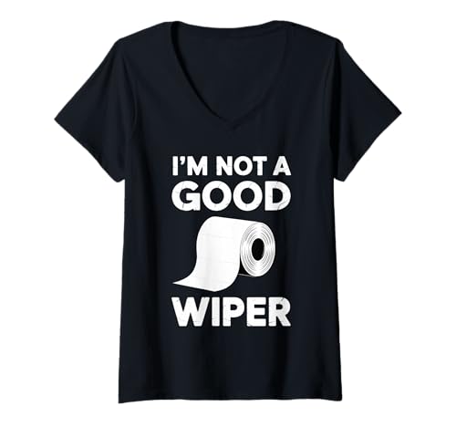 Damen Witziges Toilettenpapier mit Aufschrift "Inappropriate I'm Not A Good Wiper" T-Shirt mit V-Ausschnitt Damen Witziges Toilettenpapier mit Aufschrift "Inappropriate I'm Not A Good Wiper" T-Shirt mit V-Ausschnitt von Funny Embarrassing Inappropriate Designs