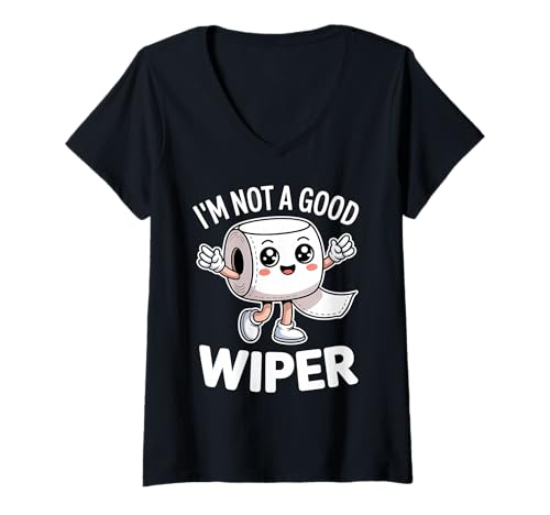 Damen Witziges Toilettenpapier mit Aufschrift Inappropriate I'm Not A Good Wiper T-Shirt mit V-Ausschnitt Damen Witziges Toilettenpapier mit Aufschrift Inappropriate I'm Not A Good Wiper T-Shirt mit V-Ausschnitt von Funny Embarrassing Inappropriate Designs