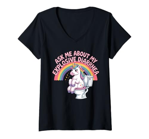 Damen Fragen Sie Mich nach Meinem explosiven Durchfall T-Shirt mit V-Ausschnitt Damen Fragen Sie Mich nach Meinem explosiven Durchfall T-Shirt mit V-Ausschnitt von Funny Embarrassing Inappropriate Diarrhea