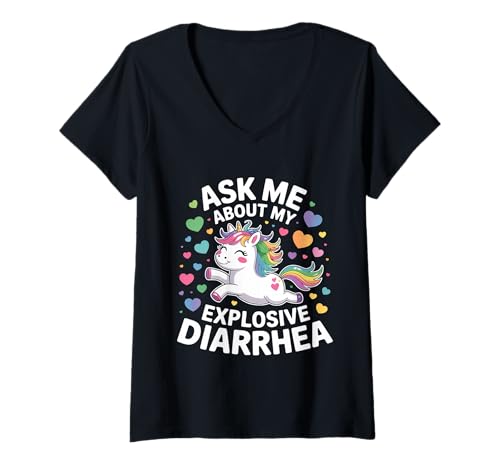Damen Fragen Sie Mich nach Meinem explosiven Durchfall T-Shirt mit V-Ausschnitt Damen Fragen Sie Mich nach Meinem explosiven Durchfall T-Shirt mit V-Ausschnitt von Funny Embarrassing Inappropriate Diarrhea