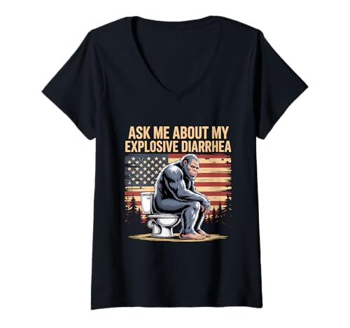Damen Fragen Sie Mich nach Meinem explosiven Durchfall T-Shirt mit V-Ausschnitt Damen Fragen Sie Mich nach Meinem explosiven Durchfall T-Shirt mit V-Ausschnitt von Funny Embarrassing Inappropriate Diarrhea