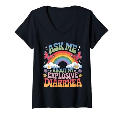 Damen Fragen Sie Mich nach Meinem explosiven Durchfall T-Shirt mit V-Ausschnitt Damen Fragen Sie Mich nach Meinem explosiven Durchfall T-Shirt mit V-Ausschnitt von Funny Embarrassing Inappropriate Diarrhea