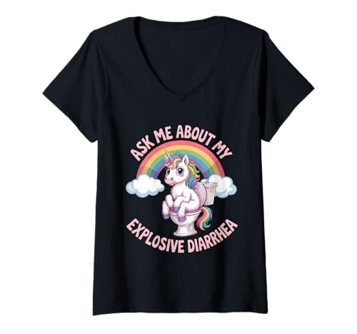 Damen Fragen Sie mich nach meinem explosiven Durchfall T-Shirt mit V-Ausschnitt Damen Fragen Sie mich nach meinem explosiven Durchfall T-Shirt mit V-Ausschnitt von Funny Embarrassing Inappropriate Diarrhea