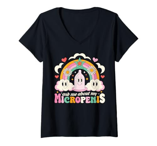 Damen Ask Me About My Micropenis Lustiger unangemessener Erwachsenen-Humor T-Shirt mit V-Ausschnitt Damen Ask Me About My Micropenis Lustiger unangemessener Erwachsenen-Humor T-Shirt mit V-Ausschnitt von Funny Embarrassing Inappropriate Tees