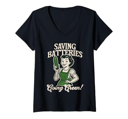 Damen Sparen Sie Batterien Werden grün T-Shirt mit V-Ausschnitt Damen Sparen Sie Batterien Werden grün T-Shirt mit V-Ausschnitt von Funny Embarrassing Inappropriate Women's Shirts