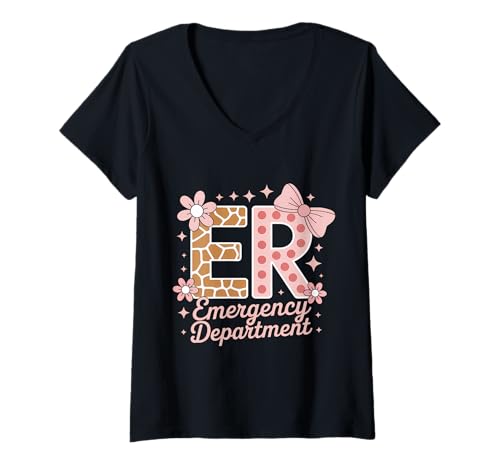 Damen Notaufnahme Notaufnahme Lustige Notaufnahme Krankenschwester T-Shirt mit V-Ausschnitt von Funny Emergency Nurse Cool ER Nursing Designs