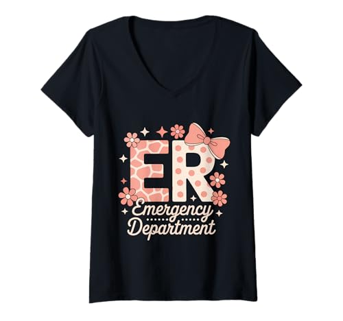Damen Notaufnahme Notaufnahme Lustige Notaufnahme Krankenschwester T-Shirt mit V-Ausschnitt Damen Notaufnahme Notaufnahme Lustige Notaufnahme Krankenschwester T-Shirt mit V-Ausschnitt von Funny Emergency Nurse Cute ER Nursing Designs