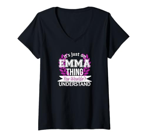 Damen Es ist nur Emma, die du Nicht verstehen würdest Lustiger Name T-Shirt mit V-Ausschnitt Damen Es ist nur Emma, die du Nicht verstehen würdest Lustiger Name T-Shirt mit V-Ausschnitt von Funny Emma First Name Stuff For Girls