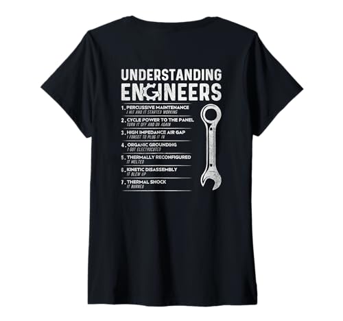 Damen Understanding Engineers - Funny Engineering (auf der Rückseite) T-Shirt mit V-Ausschnitt von Funny Engineering Sayings For Engineers