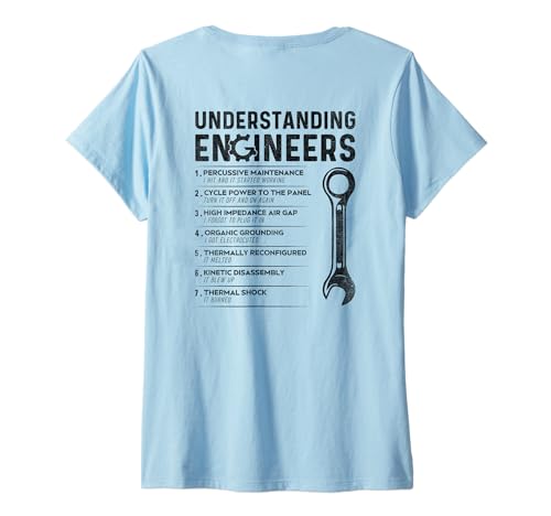 Damen Understanding Engineers - Funny Engineering (auf der Rückseite) T-Shirt mit V-Ausschnitt von Funny Engineering Sayings For Engineers