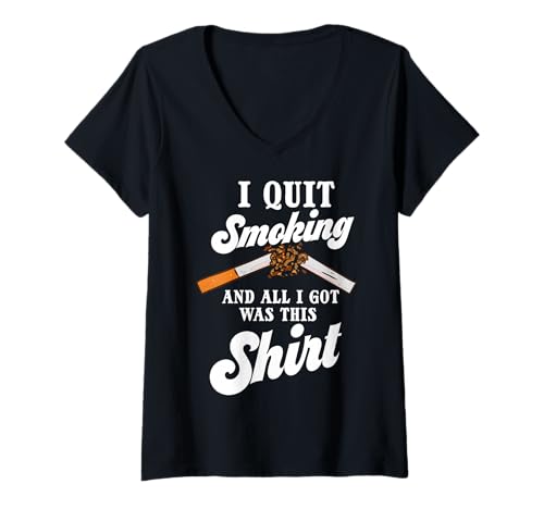 Damen Ich Habe mit dem Rauchen aufgehört und Alles was ich Habe war das T-Shirt mit V-Ausschnitt Damen Ich Habe mit dem Rauchen aufgehört und Alles was ich Habe war das T-Shirt mit V-Ausschnitt von Funny Ex-Smoker Quotes for Smoking Quitters
