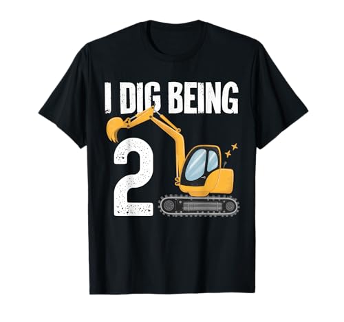 I Dig Being 2 Kids Boys 2nd Birthday Construction Bagger T-Shirt I Dig Being 2 Kids Boys 2nd Birthday Construction Bagger T-Shirt von Funny Excavator Birthday Excavator Tee