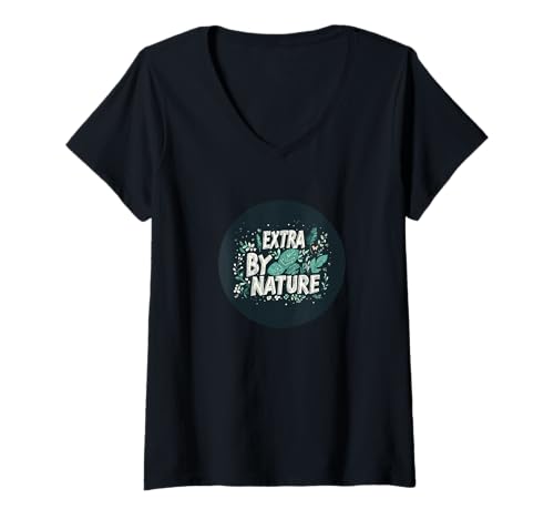 Damen Pretty Extra by Nature Kostüm für Erwachsene und Kinder T-Shirt mit V-Ausschnitt von Funny Extra Outfit