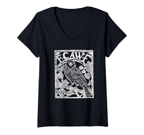 Damen Krähe Rabe F CAW F T-Shirt mit V-Ausschnitt Damen Krähe Rabe F CAW F T-Shirt mit V-Ausschnitt von Funny F CAW F Ravens Crows Outfit