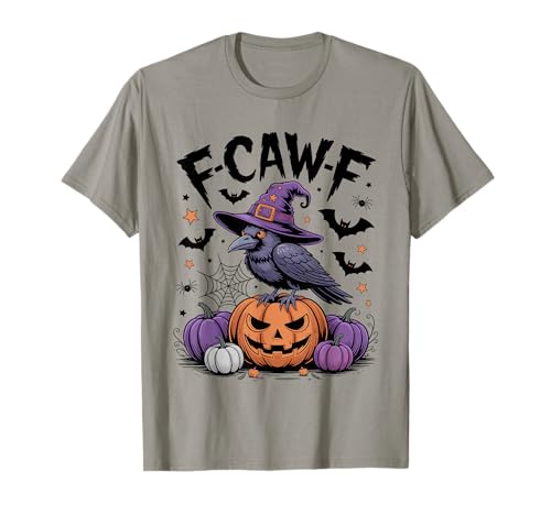 F-Caw-F Lustiger Vogel Hexe Rabe Halloween Kürbis Damen Herren T-Shirt von Funny F-Caw-F Bird Witchy Halloween Women Men Kids
