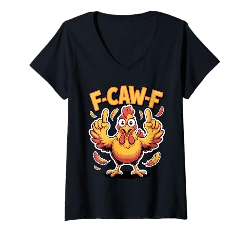 Damen Lustiger F-Caw-F Huhn Mittelflügel Flock Star für Frauen Männer T-Shirt mit V-Ausschnitt Damen Lustiger F-Caw-F Huhn Mittelflügel Flock Star für Frauen Männer T-Shirt mit V-Ausschnitt von Funny F-Caw-F Chicken Halloween Costume Women Men