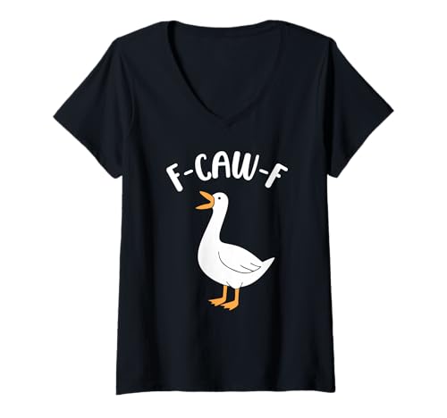Damen Dumme lustige Goose F Caw F-Grafik T-Shirt mit V-Ausschnitt Damen Dumme lustige Goose F Caw F-Grafik T-Shirt mit V-Ausschnitt von Funny F Caw F Designs