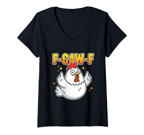 Damen Lustiges Zitat Hahn Meme Farm Tier Humor Vogelliebhaber T-Shirt mit V-Ausschnitt Damen Lustiges Zitat Hahn Meme Farm Tier Humor Vogelliebhaber T-Shirt mit V-Ausschnitt von Funny F-Caw-F Funny Chicken Humor