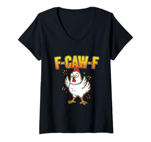 Damen Lustiges Zitat Hahn Meme Farm Tier Humor Vogelliebhaber T-Shirt mit V-Ausschnitt Damen Lustiges Zitat Hahn Meme Farm Tier Humor Vogelliebhaber T-Shirt mit V-Ausschnitt von Funny F-Caw-F Funny Chicken Humor