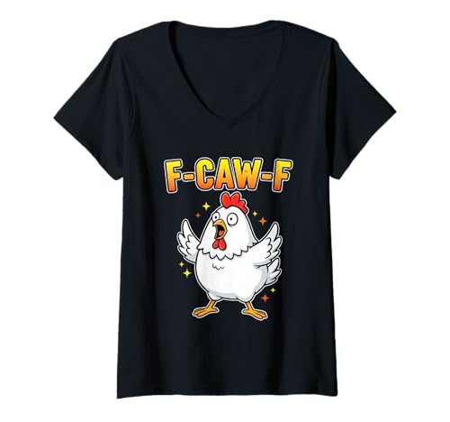 Damen Lustiges Zitat Hahn Meme Farm Tier Humor Vogelliebhaber T-Shirt mit V-Ausschnitt Damen Lustiges Zitat Hahn Meme Farm Tier Humor Vogelliebhaber T-Shirt mit V-Ausschnitt von Funny F-Caw-F Funny Chicken Humor
