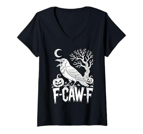 Damen Funny Raven F Caw F T-Shirt mit V-Ausschnitt Damen Funny Raven F Caw F T-Shirt mit V-Ausschnitt von Funny F Caw F