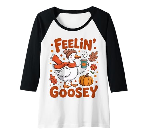 Damen Feelin Goosey Herbst Halloween Gans Raglan Damen Feelin Goosey Herbst Halloween Gans Raglan von Funny Fall Goose