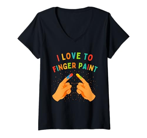 Damen Ich liebe es, mit den Finger zu malen Ich bin Paint Matching Family T-Shirt mit V-Ausschnitt Damen Ich liebe es, mit den Finger zu malen Ich bin Paint Matching Family T-Shirt mit V-Ausschnitt von Funny Family Art I'm Paint Finger Paint Lovers