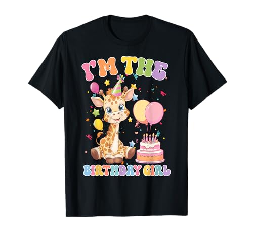 Groovy I'm The Birthday Girl Giraffe Kuchen Mädchen Kinder Outfit T-Shirt Groovy I'm The Birthday Girl Giraffe Kuchen Mädchen Kinder Outfit T-Shirt von Funny Family Birthday Women Clothing Design