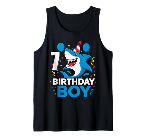 7 Jahre alte Jungen Kinder JawSome Shark 7th Seven Year Birthday Tank Top 7 Jahre alte Jungen Kinder JawSome Shark 7th Seven Year Birthday Tank Top von Funny Family Shark Themed Birthday Party Kids