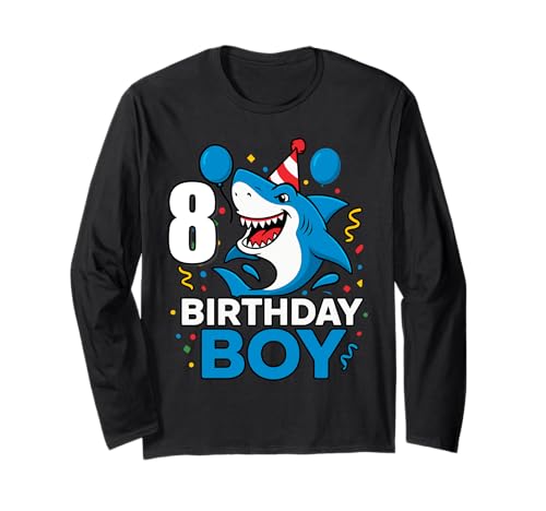 8 Jahre alte Jungen Kinder JawSome Shark 8th Acht Year Birthday Langarmshirt 8 Jahre alte Jungen Kinder JawSome Shark 8th Acht Year Birthday Langarmshirt von Funny Family Shark Themed Birthday Party Kids