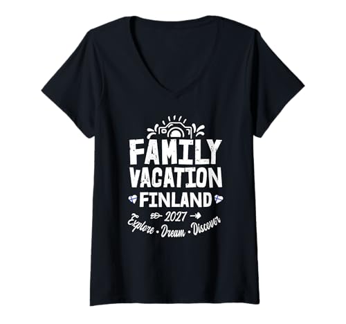 Damen Familienurlaub Finnland 2027 | Family Travel Squad T-Shirt mit V-Ausschnitt Damen Familienurlaub Finnland 2027 | Family Travel Squad T-Shirt mit V-Ausschnitt von Funny Family Trip