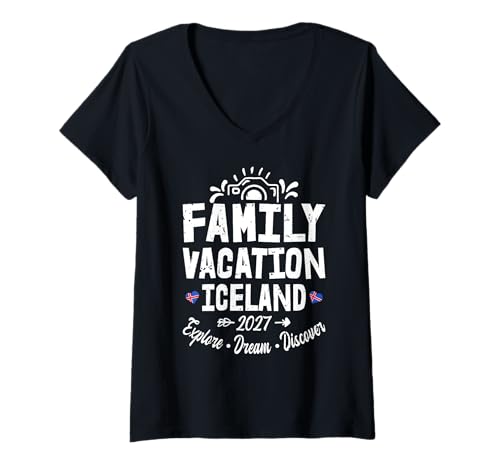 Damen Familienurlaub Island 2027 | Family Travel Squad T-Shirt mit V-Ausschnitt Damen Familienurlaub Island 2027 | Family Travel Squad T-Shirt mit V-Ausschnitt von Funny Family Trip