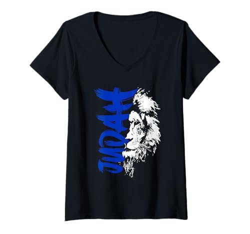 Damen Löwe von Juda jüdisches Nationalsymbol Jerusalem Israel T-Shirt mit V-Ausschnitt Damen Löwe von Juda jüdisches Nationalsymbol Jerusalem Israel T-Shirt mit V-Ausschnitt von Funny Family Vintage Outfit