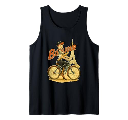 EIN Elegantes Pariser Mädchen fährt EIN Fahrrad mit einem Baguette Tank Top EIN Elegantes Pariser Mädchen fährt EIN Fahrrad mit einem Baguette Tank Top von Funny Family Vintage Outfit