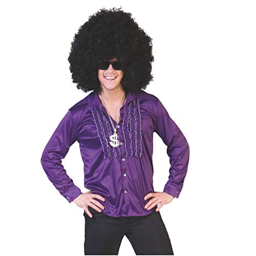 Buntes Rüschenhemd für Herren lila 56/58 von Funny Fashion