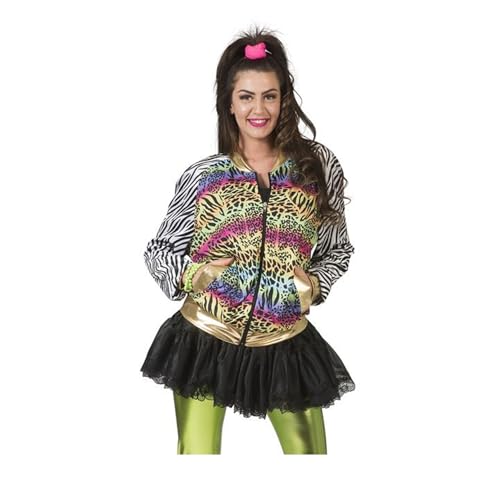 Funny Fashion Damen Kostüm 80er 90er Jahre Blouson Jacke Rapperin Hip Hop Tierprint bunt Karneval (40/42) von Funny Fashion