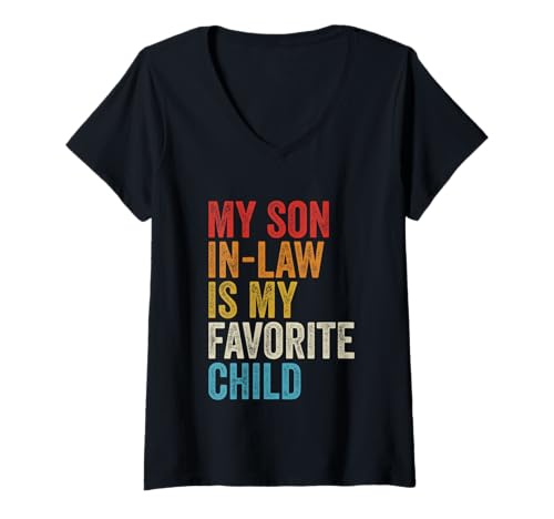 Damen Lustige Schwiegermutter und Schwiegervater T-Shirt mit V-Ausschnitt von Funny Father-in-law Shirts and Mother-in-Law Gifts