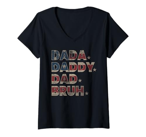 Damen Dada Daddy Dad Bruh Lustiger Ehemann Vatertag USA Herren Geschenk T-Shirt mit V-Ausschnitt Damen Dada Daddy Dad Bruh Lustiger Ehemann Vatertag USA Herren Geschenk T-Shirt mit V-Ausschnitt von Funny Father’s Day Apparel