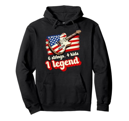 6 Saiten 4 Kinder 1 Legende USA Flagge Gitarre Musik Vatertag Pullover Hoodie von Funny Fathers Day From Kids Tees