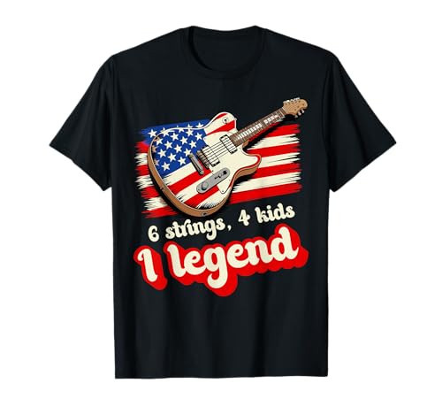 6 Saiten 4 Kinder 1 Legende USA Flagge Gitarre Musik Vatertag T-Shirt 6 Saiten 4 Kinder 1 Legende USA Flagge Gitarre Musik Vatertag T-Shirt von Funny Fathers Day From Kids Tees