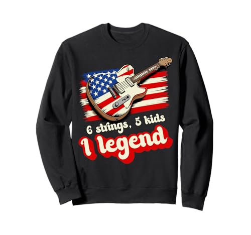 6 Saiten 5 Kinder 1 Legende USA Flagge Gitarre Musik Vatertag Sweatshirt 6 Saiten 5 Kinder 1 Legende USA Flagge Gitarre Musik Vatertag Sweatshirt von Funny Fathers Day From Kids Tees