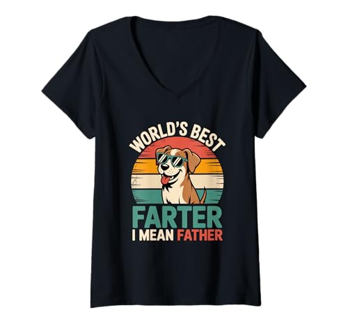 Damen Lustiger Papa-Hund der Welt, ich Meine Vatertag T-Shirt mit V-Ausschnitt Damen Lustiger Papa-Hund der Welt, ich Meine Vatertag T-Shirt mit V-Ausschnitt von Funny Fathers Day Worlds Best Grandfather Farter