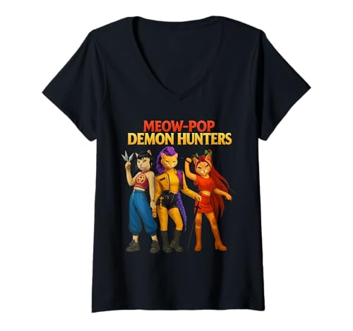 Damen Niedliches Trio Cat Warriors Parodie Retro Ästhetik T-Shirt mit V-Ausschnitt Damen Niedliches Trio Cat Warriors Parodie Retro Ästhetik T-Shirt mit V-Ausschnitt von Funny Feline Cat Parody Fighters Fantasy