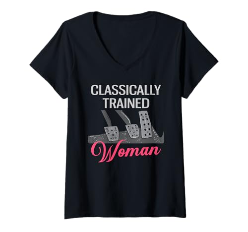 Damen Klassisch ausgebildete Frau Lustiges Schaltgetriebe T-Shirt mit V-Ausschnitt Damen Klassisch ausgebildete Frau Lustiges Schaltgetriebe T-Shirt mit V-Ausschnitt von Funny Female Driver Quotes