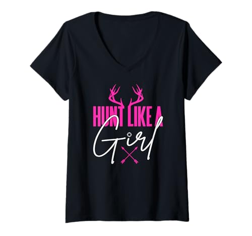Damen Jagd wie EIN Mädchen im Freien weibliche Jägerin T-Shirt mit V-Ausschnitt Damen Jagd wie EIN Mädchen im Freien weibliche Jägerin T-Shirt mit V-Ausschnitt von Funny Female Hunter Gifts