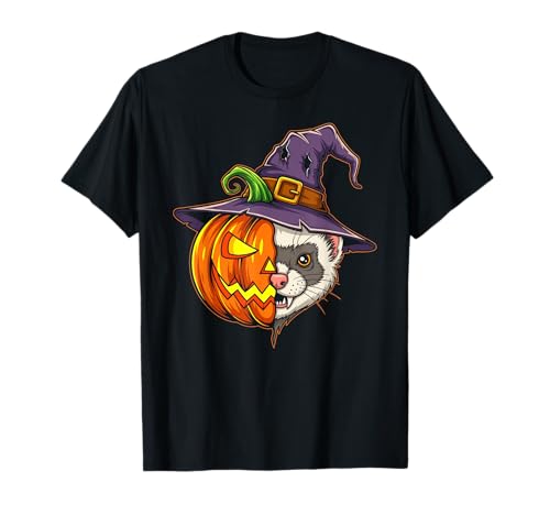 Frettchen Kürbis Jack O Laterne Halloween Kinder Herren Damen T-Shirt von Funny Ferret Lovers Halloween Pumpkin Outfits