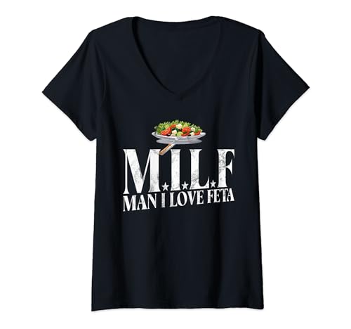 Damen Man I love Feta Lustiges Zitat Käse T-Shirt mit V-Ausschnitt Damen Man I love Feta Lustiges Zitat Käse T-Shirt mit V-Ausschnitt von Funny Feta Quotes & Gifts
