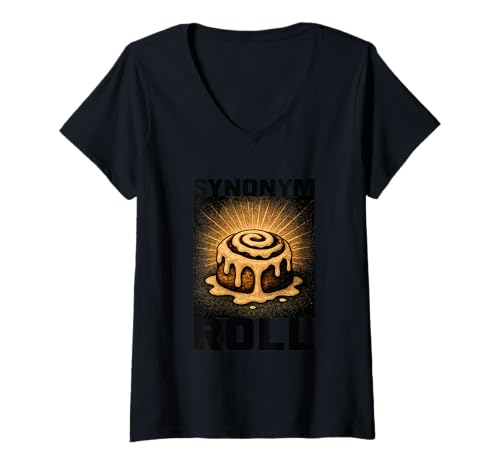 Damen Synonym Roll T-Shirt mit V-Ausschnitt von Funny Filipino Foodie Shirt