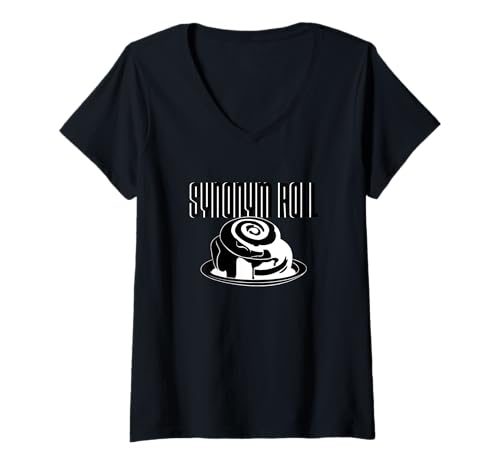 Damen Synonym Roll T-Shirt mit V-Ausschnitt von Funny Filipino Foodie Shirt